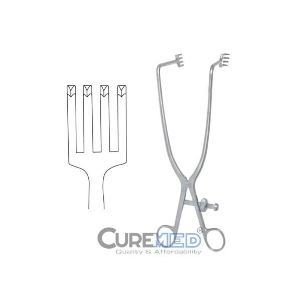 Deep Gelpi Self Retaining Retractor, Angled 90 Degree with 4 Sharp Prongs